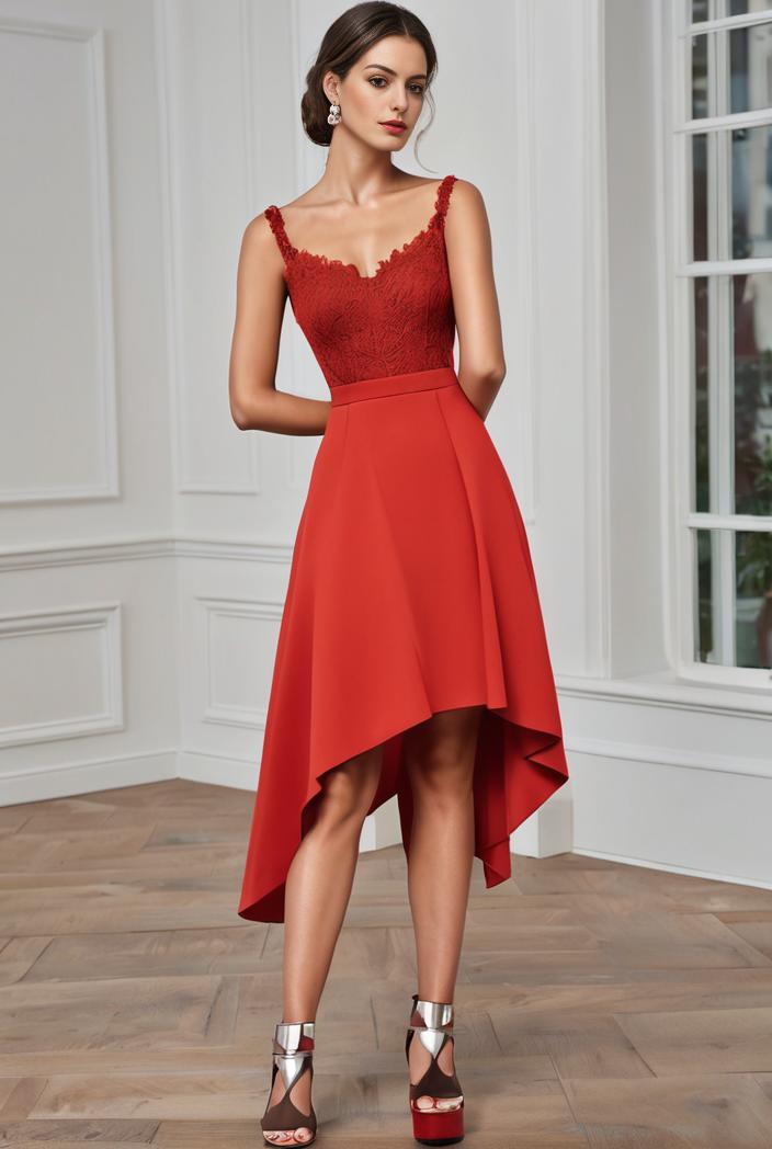 deep v neck lace chiffon bridesmaid dress with asymmetrical hem 116823