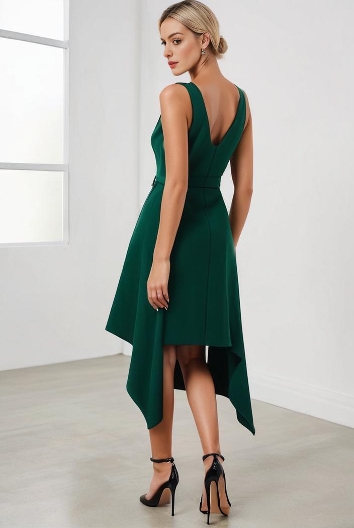 deep v neck lace chiffon bridesmaid dress with asymmetrical hem 116833