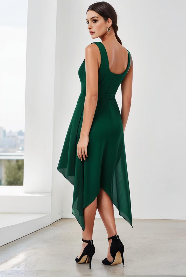 deep v neck lace chiffon bridesmaid dress with asymmetrical hem 116840