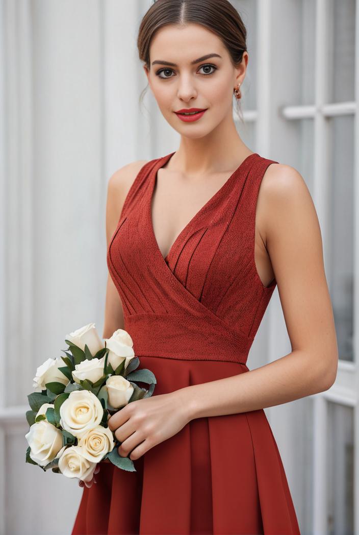 deep v neck lace chiffon bridesmaid dress with asymmetrical hem 116872