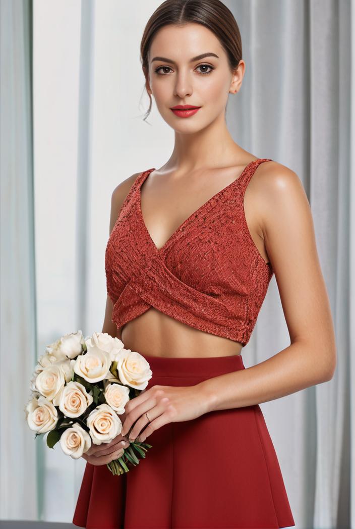 deep v neck lace chiffon bridesmaid dress with asymmetrical hem 116873
