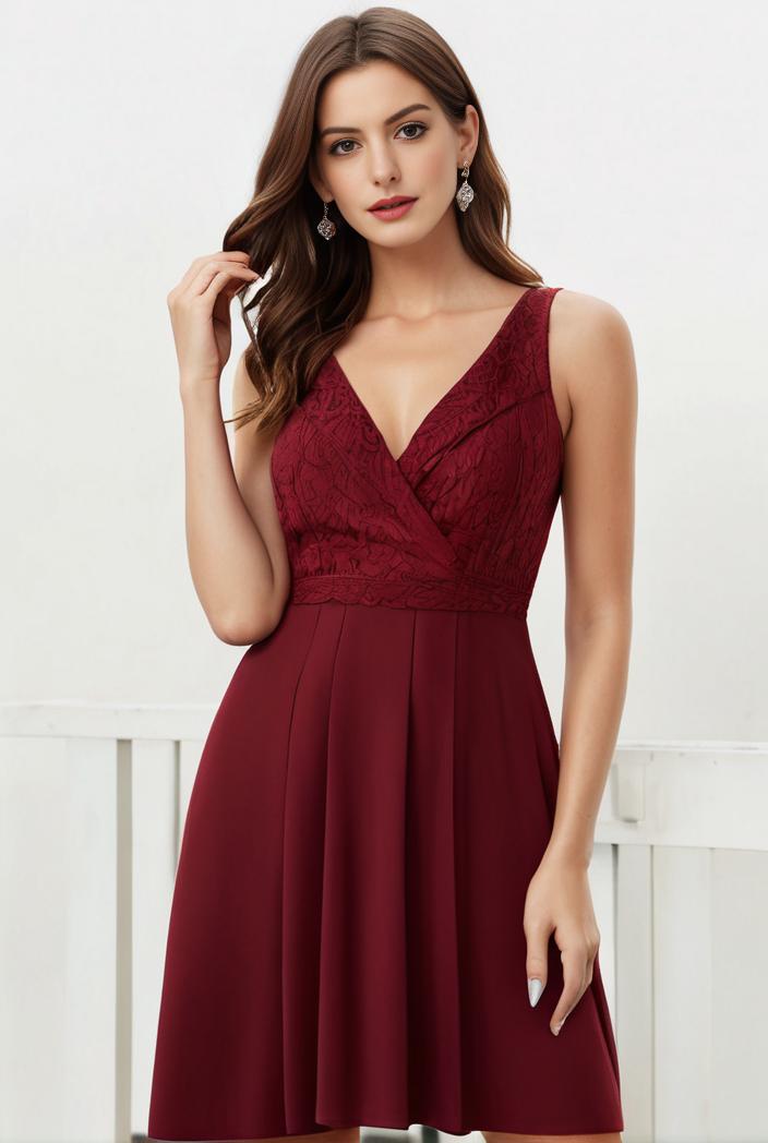 deep v neck lace chiffon bridesmaid dress with asymmetrical hem 116881