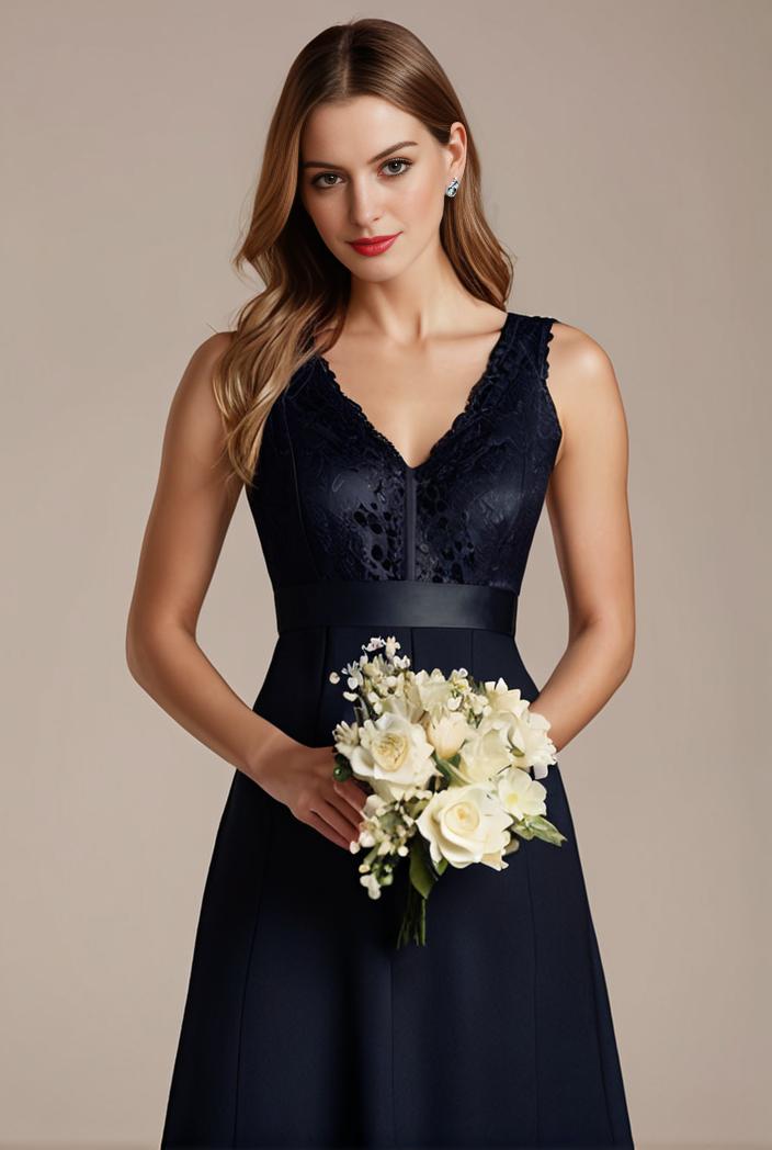 deep v neck lace chiffon bridesmaid dress with asymmetrical hem 116900