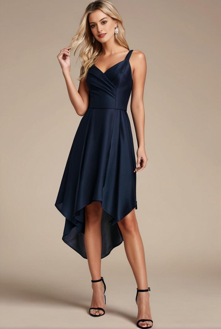 deep v neck lace chiffon bridesmaid dress with asymmetrical hem 116971