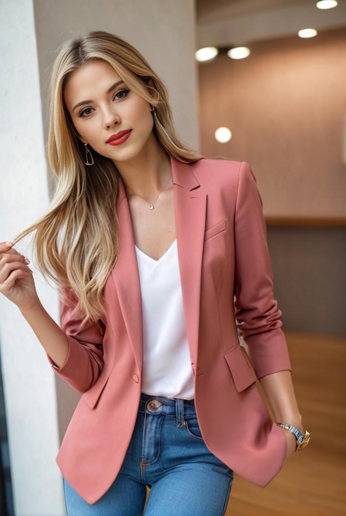 ladies solid button up blazer with long sleeves casual lapel design 116127