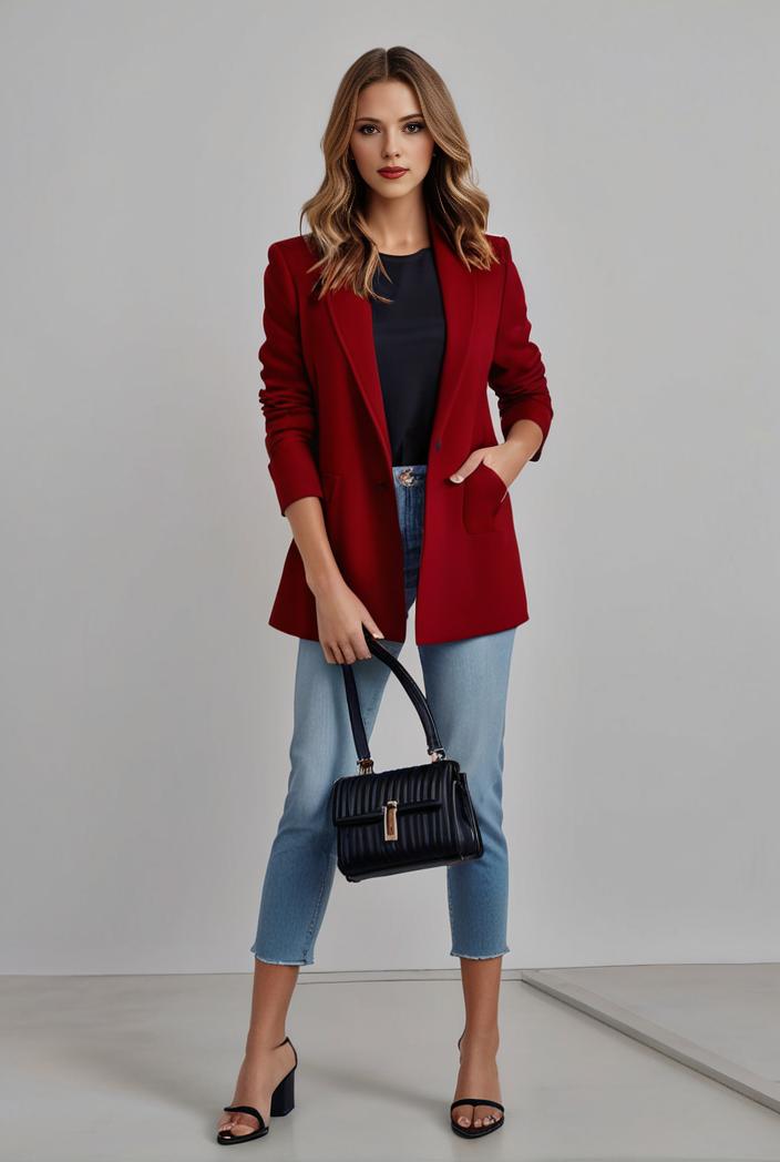 lapel neck blazer with button front stylish long sleeve jacket for office work women s apparel 116236