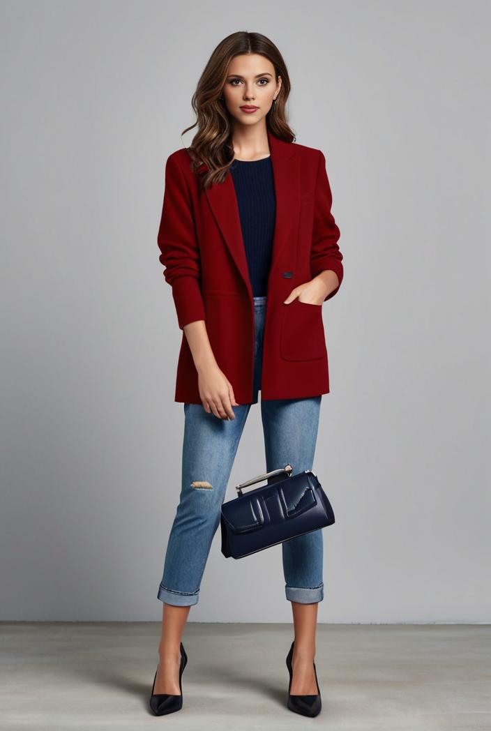 lapel neck blazer with button front stylish long sleeve jacket for office work women s apparel 116241