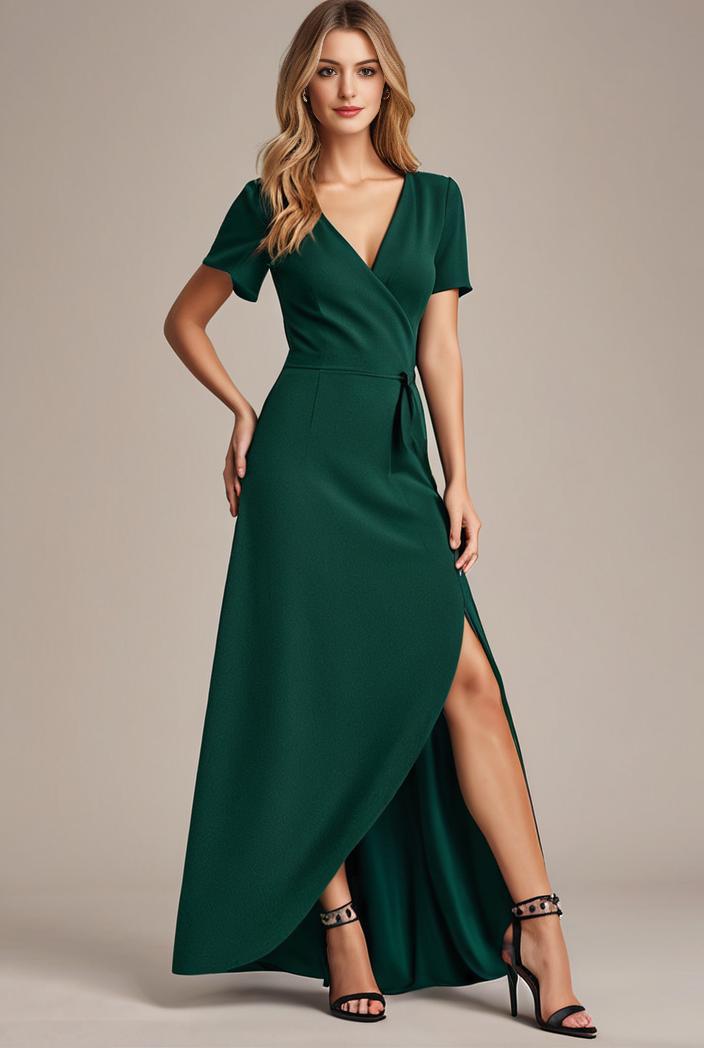 glitter high low front side slit ruffled v neck evening dress 120911