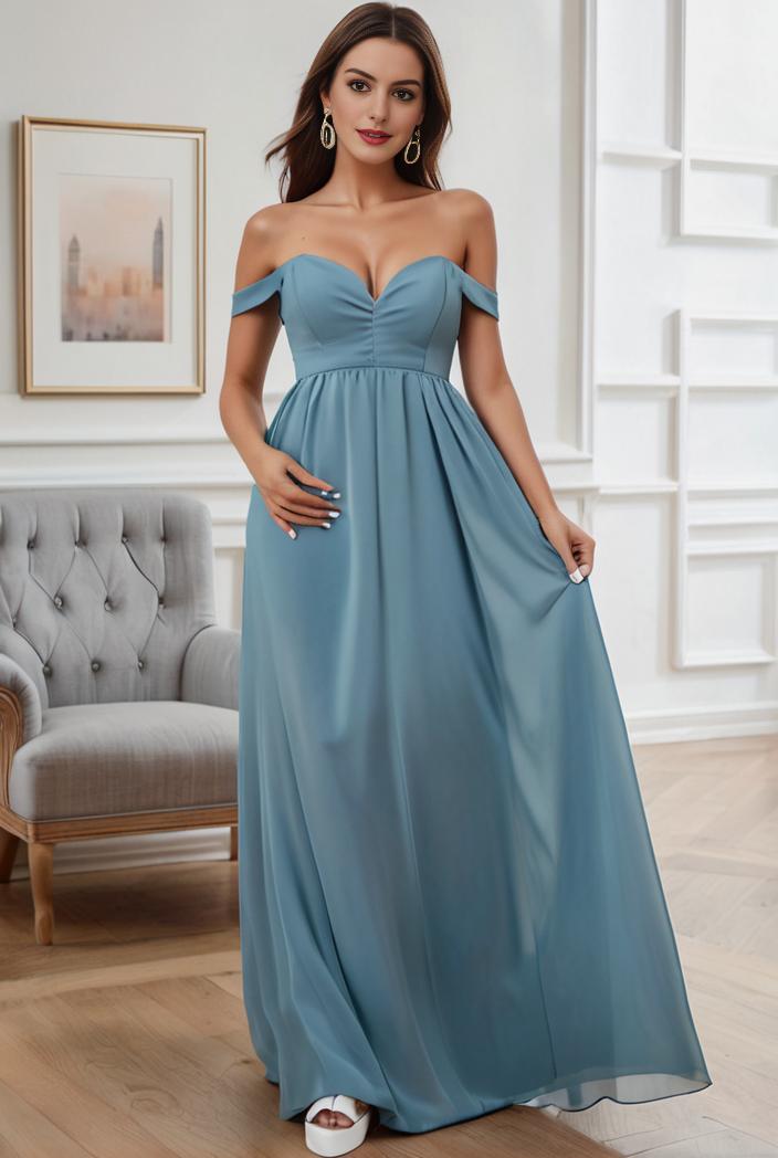 off shoulder spaghetti strap a line maternity dress 122578