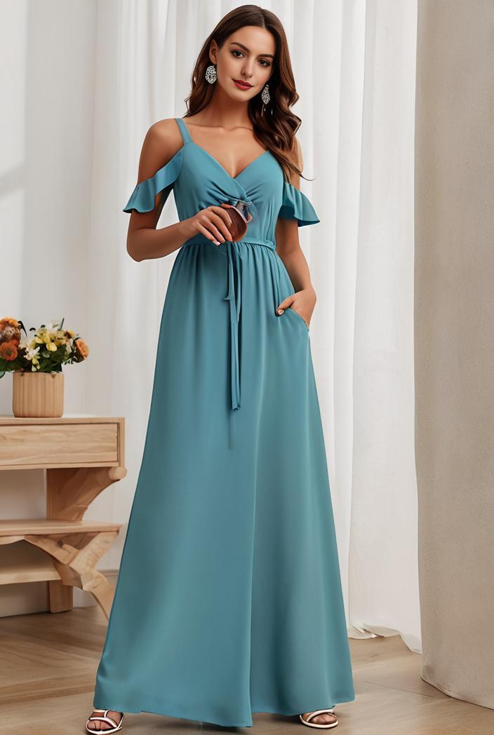 off shoulder spaghetti strap a line maternity dress 122589