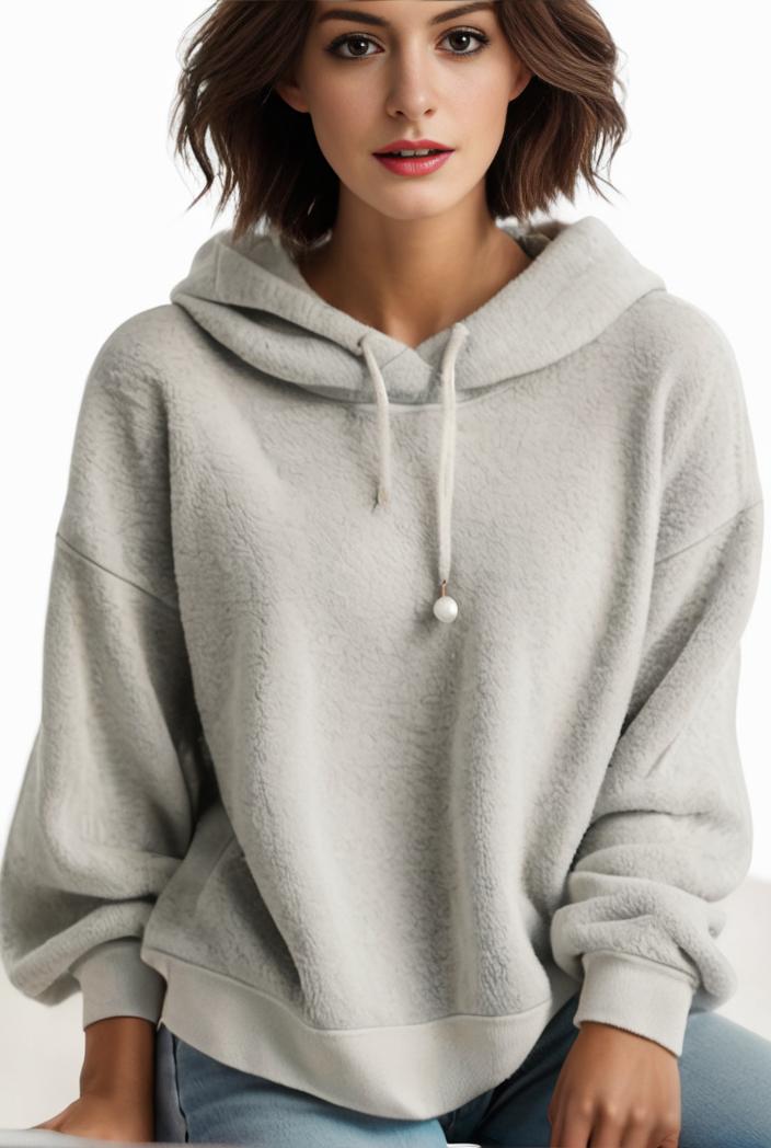 plus size casual hoodie women s plus solid ribbed long sleeve slight stretch hoodie drawstring sweatshirt 123886