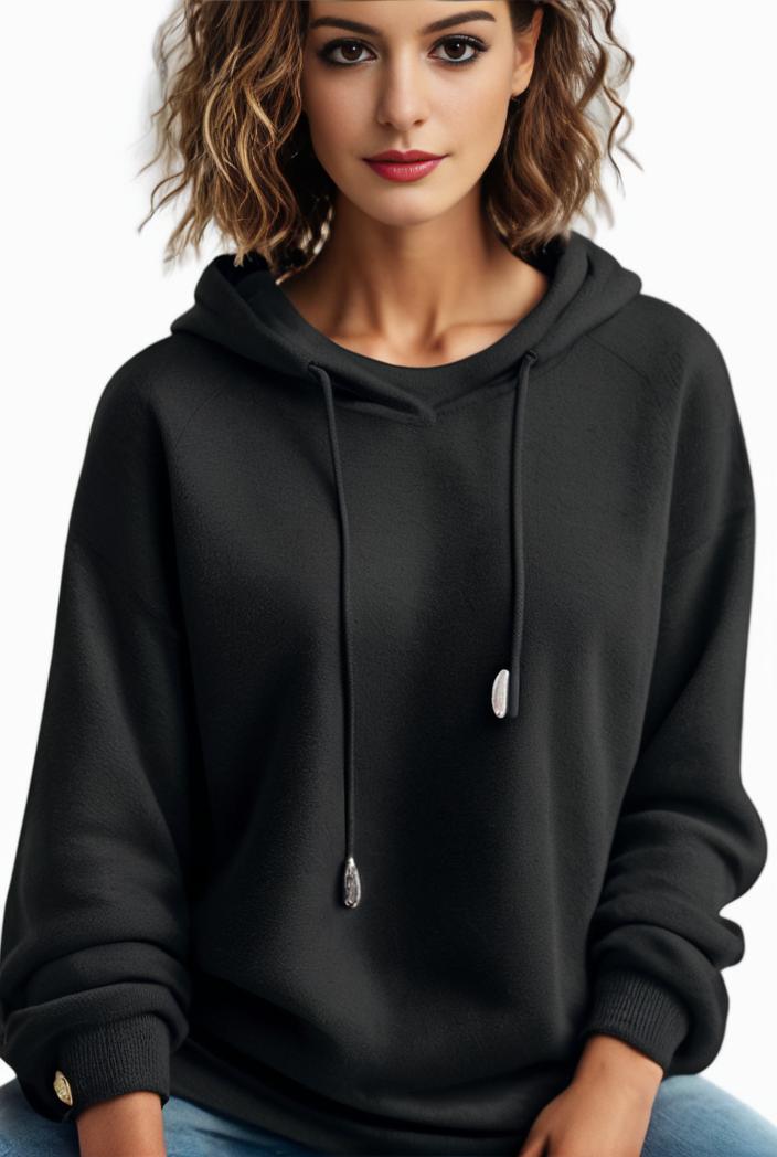 plus size casual hoodie women s plus solid ribbed long sleeve slight stretch hoodie drawstring sweatshirt 123895