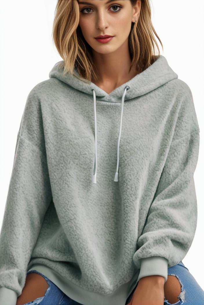 plus size casual hoodie women s plus solid ribbed long sleeve slight stretch hoodie drawstring sweatshirt 123907