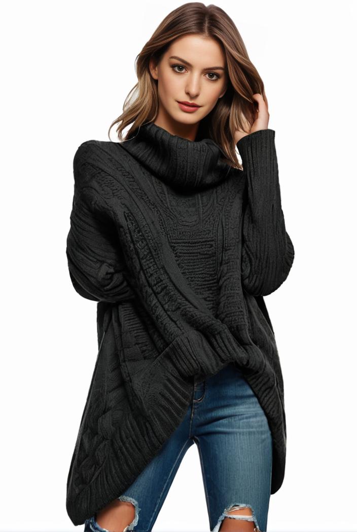 plus size casual sweater women s plus solid tassel trim long sleeve cowl neck high stretch jumper 123940