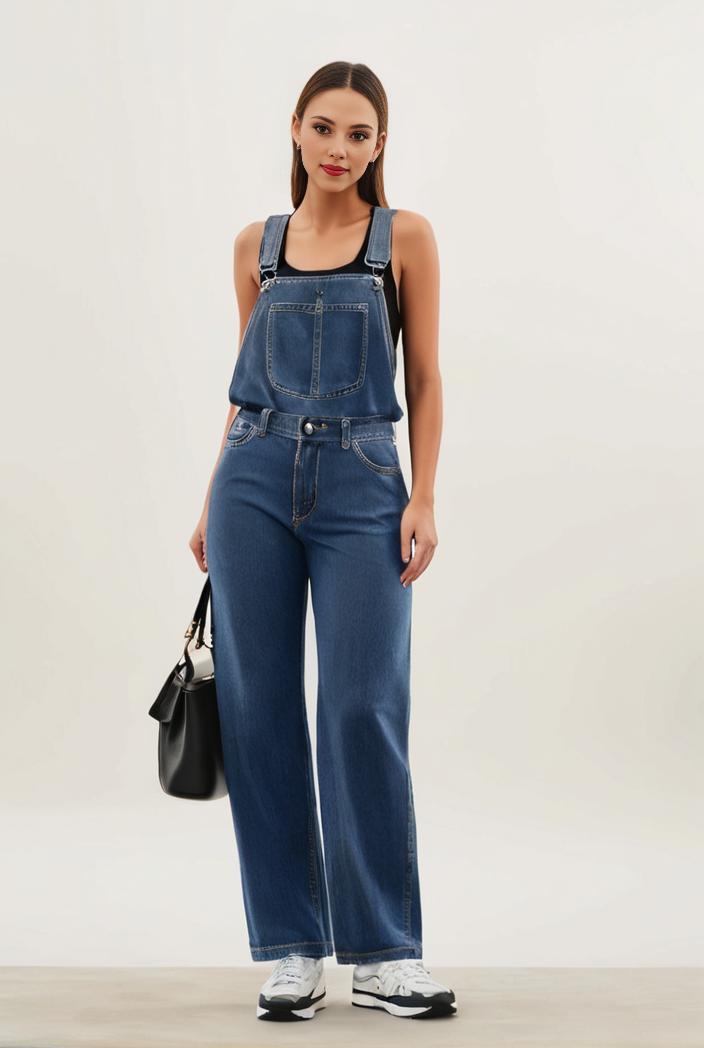 relaxed fit blue denim romper with slant pockets distressed denim coverall stylish women s denim outfit 119803