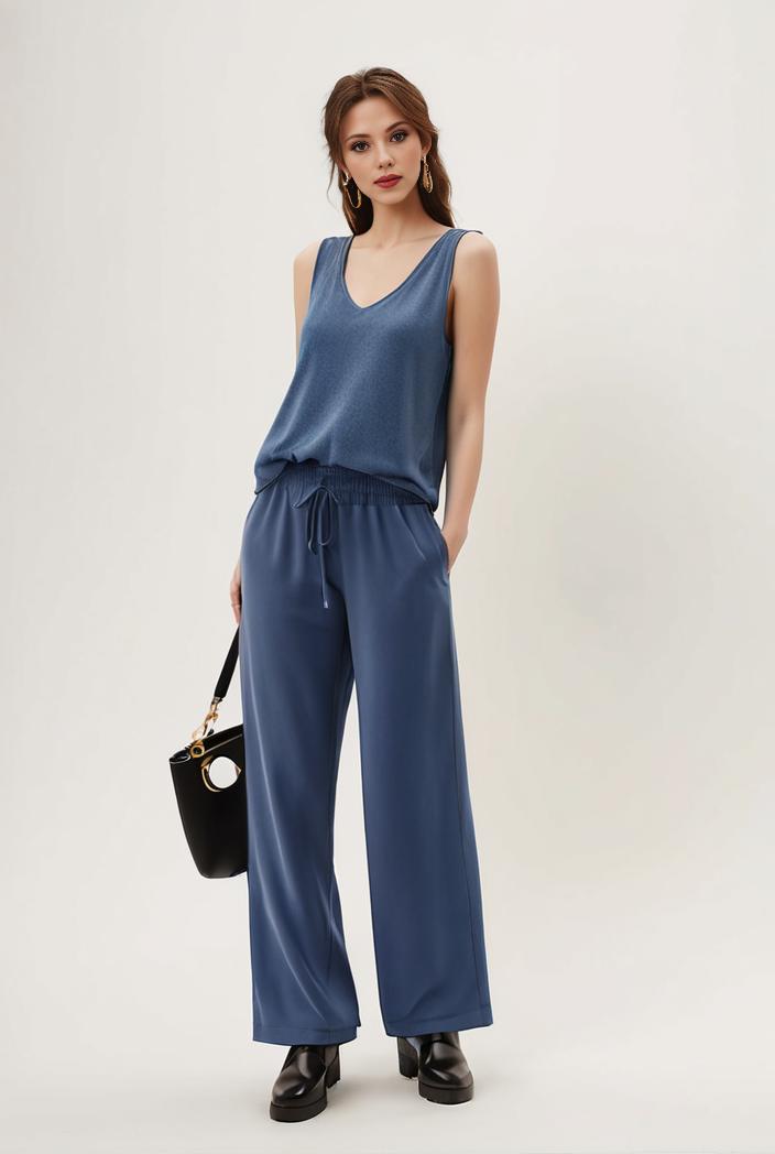 relaxed fit blue denim romper with slant pockets distressed denim coverall stylish women s denim outfit 119810