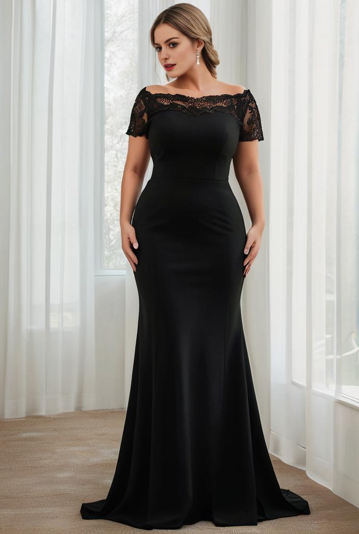 plus size front slit short sleeve with sequin mother of the bride dress 124649