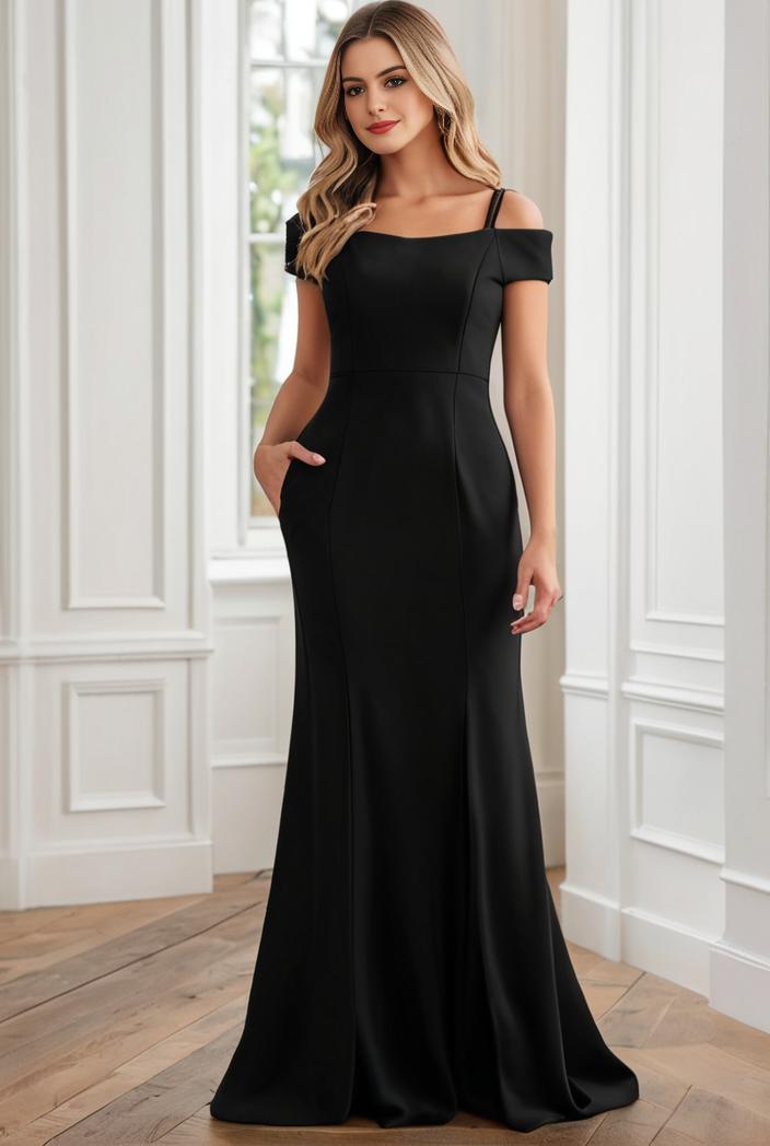 plus size front slit short sleeve with sequin mother of the bride dress 124655