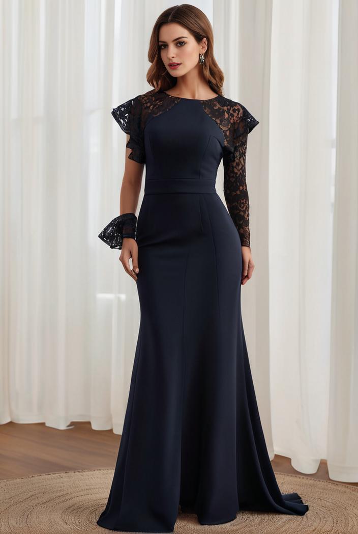 plus size front slit short sleeve with sequin mother of the bride dress 124669
