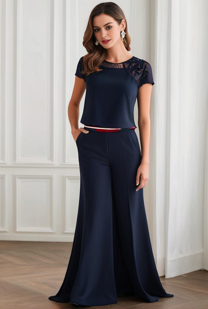 plus size front slit short sleeve with sequin mother of the bride dress 124670