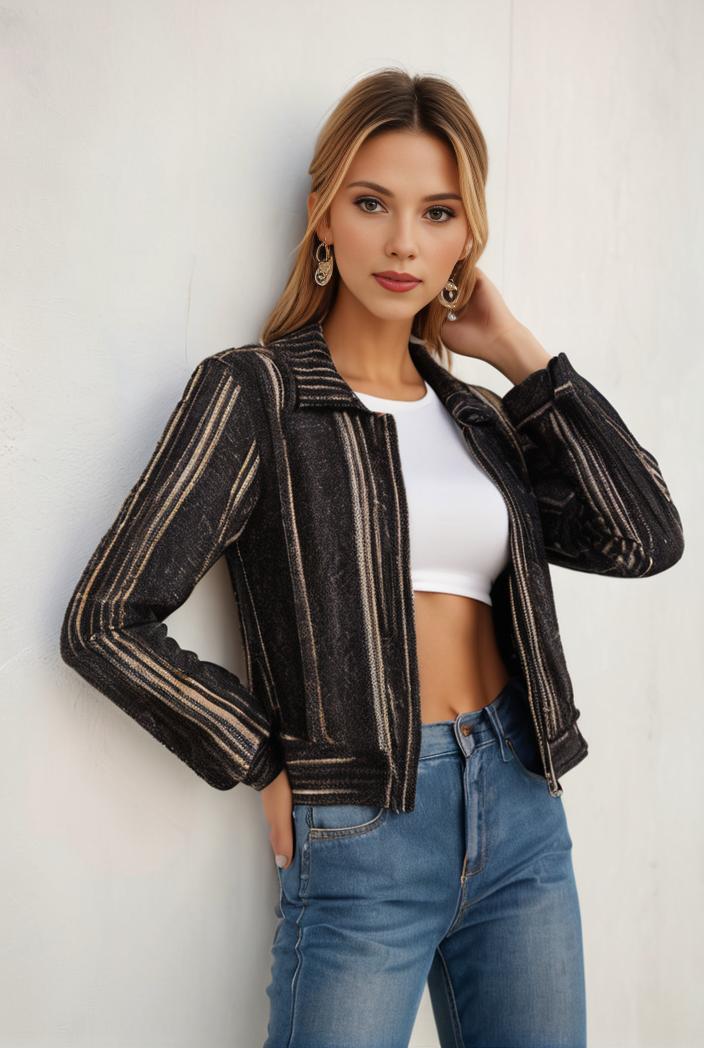 sequin bomber jacket with zipper closure and long sleeves stylish women s outerwear 121606