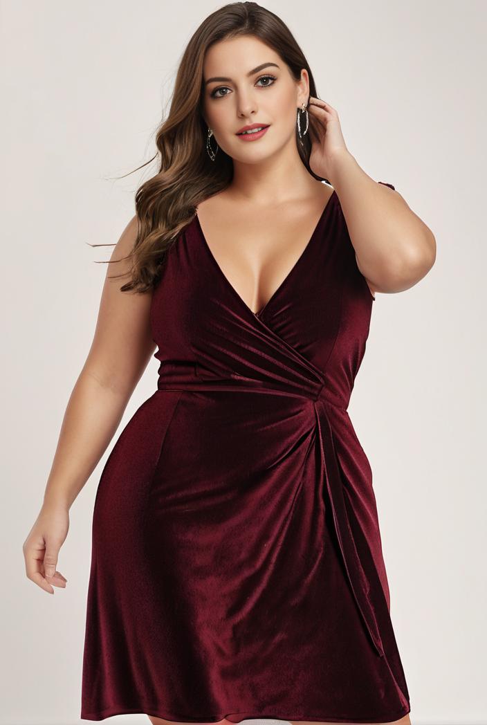 plus size shiny v neck side slit formal evening dress 126224