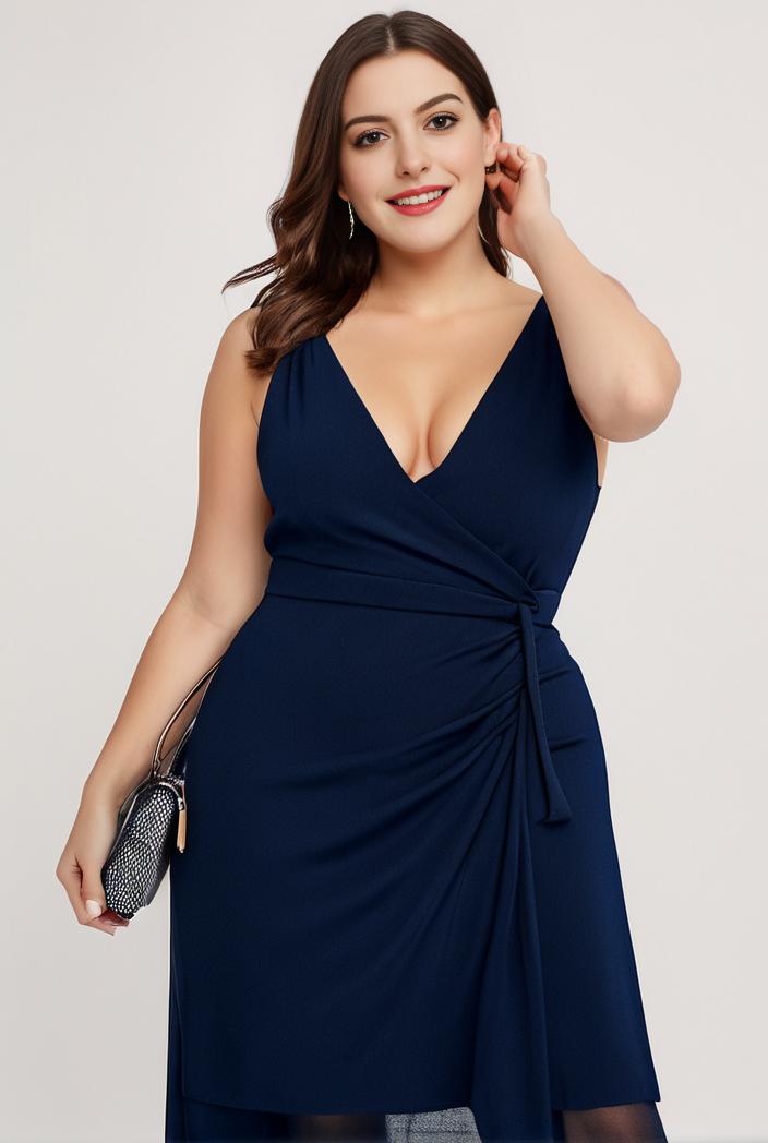 plus size shiny v neck side slit formal evening dress 126280