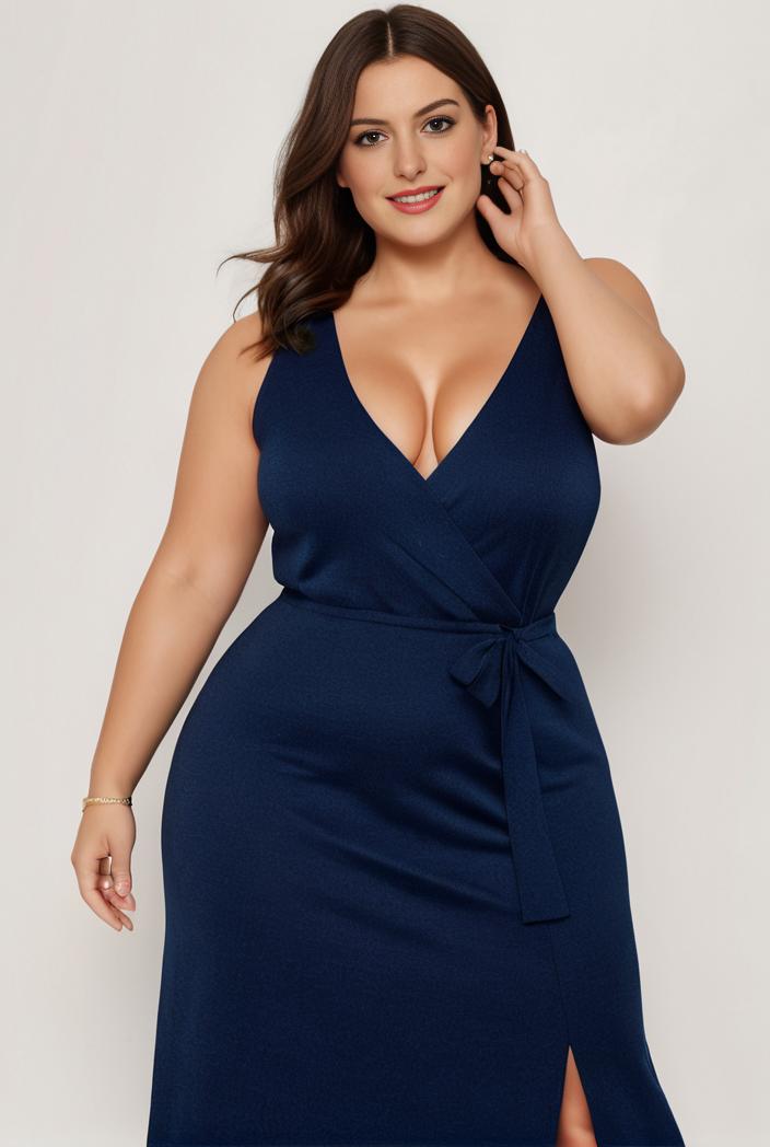 plus size shiny v neck side slit formal evening dress 126283