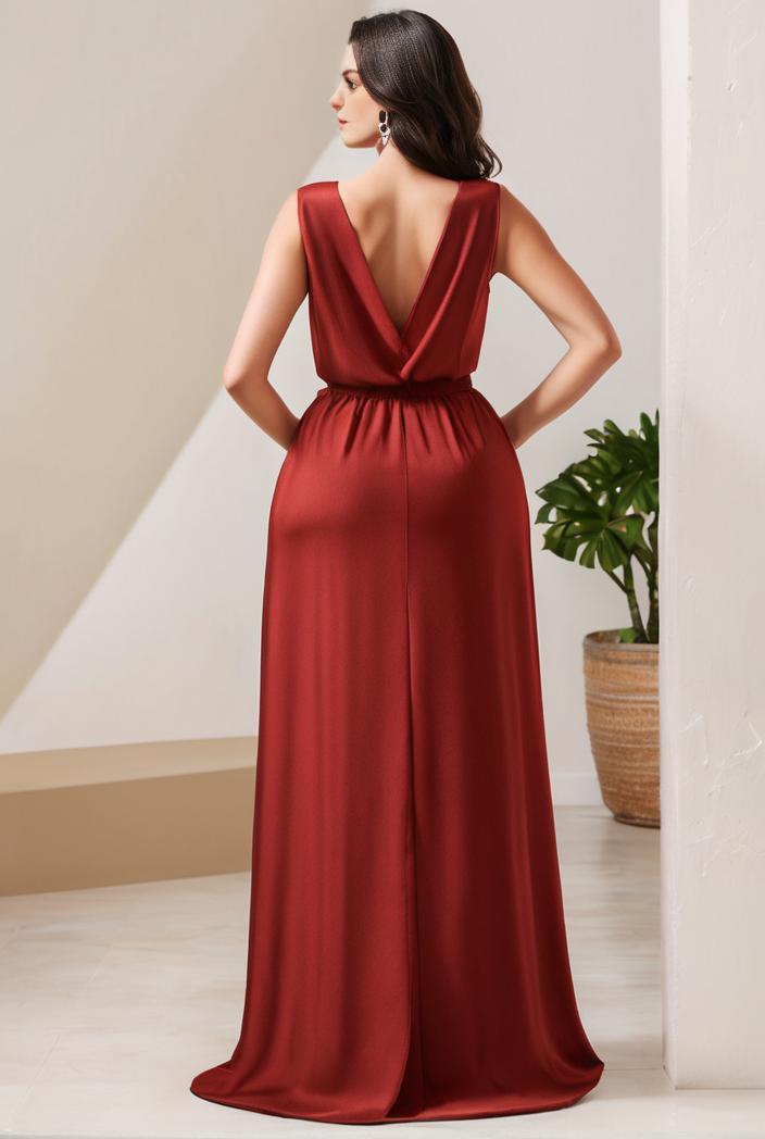 plus size shiny v neck side slit formal evening dress 126312