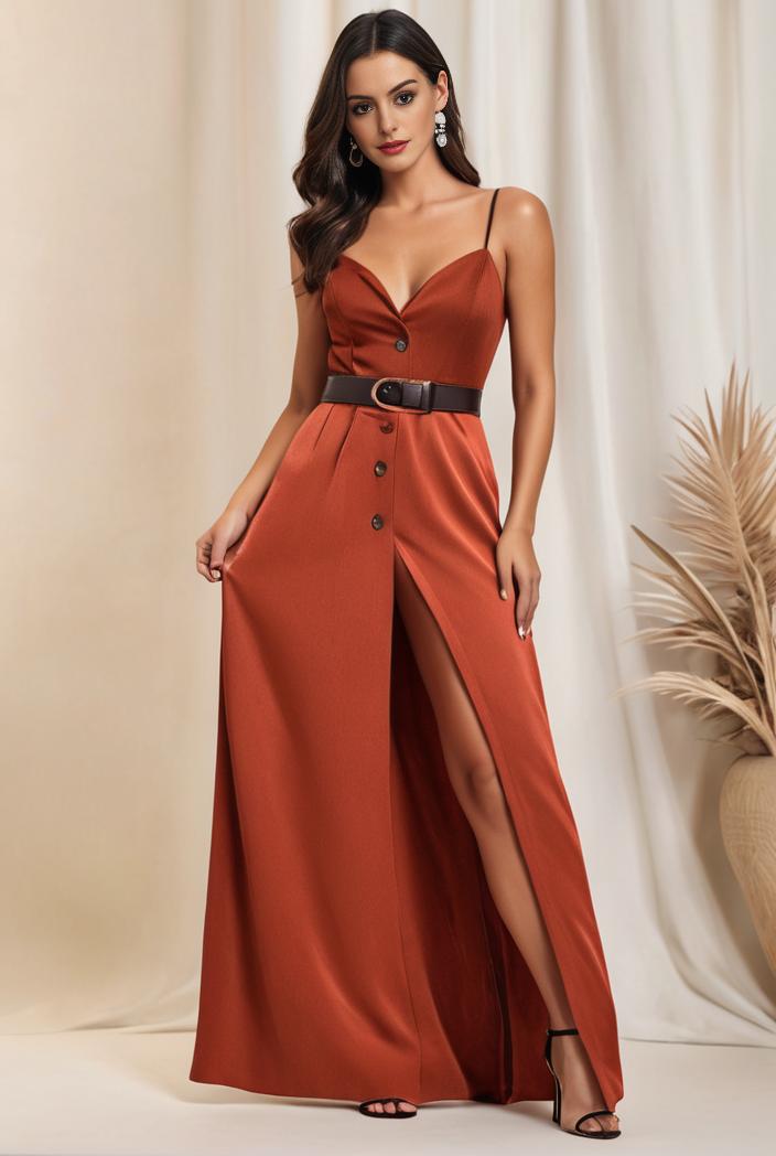plus size shiny v neck side slit formal evening dress 126324
