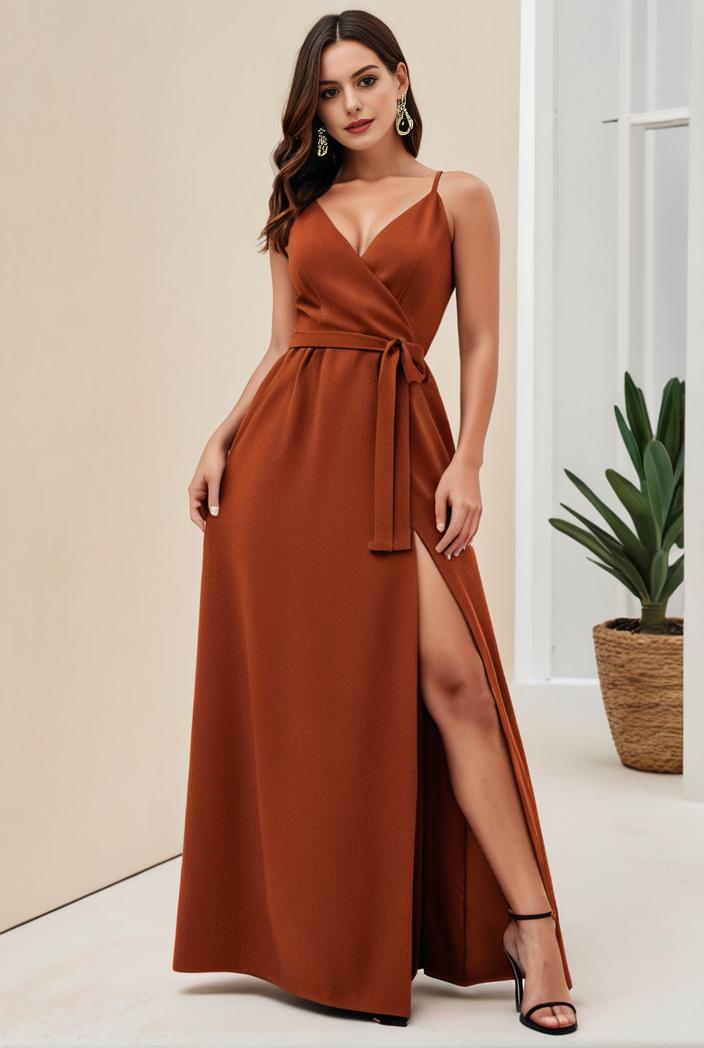 plus size shiny v neck side slit formal evening dress 126325