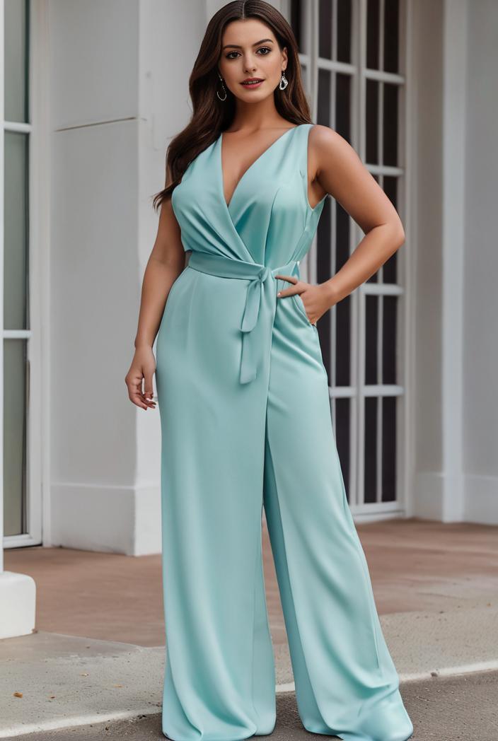 plus size shiny v neck side slit formal evening dress 126389
