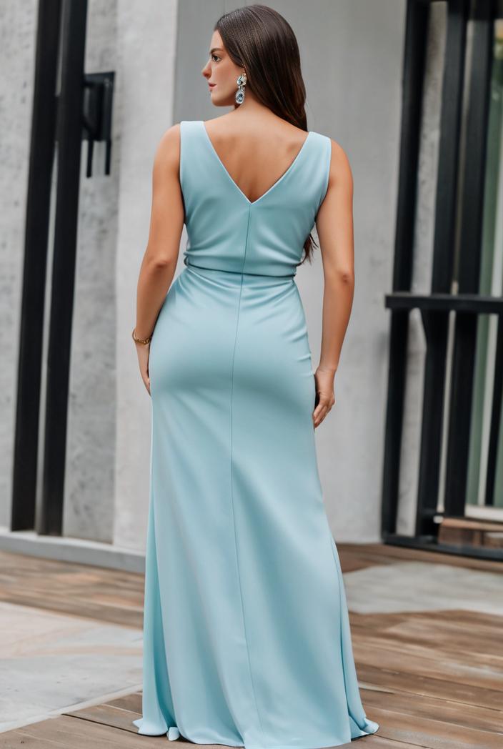 plus size shiny v neck side slit formal evening dress 126396