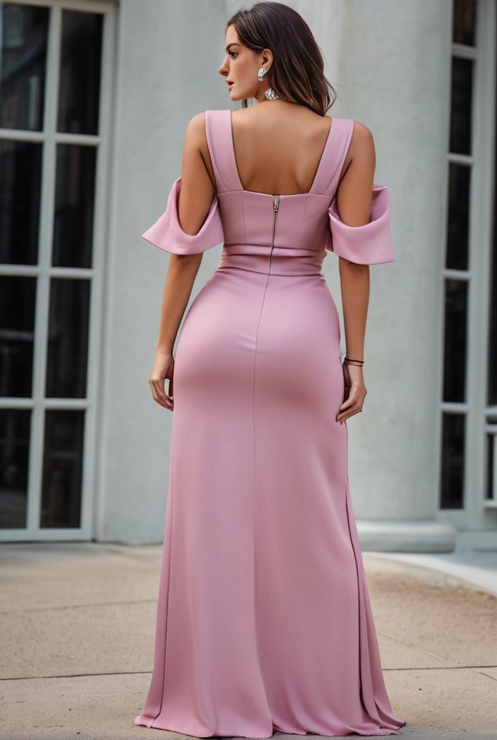 plus size shiny v neck side slit formal evening dress 126411