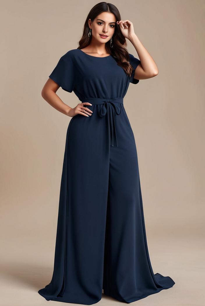 plus size simple chiffon pleated a line round neckline bridesmaid dress 126436