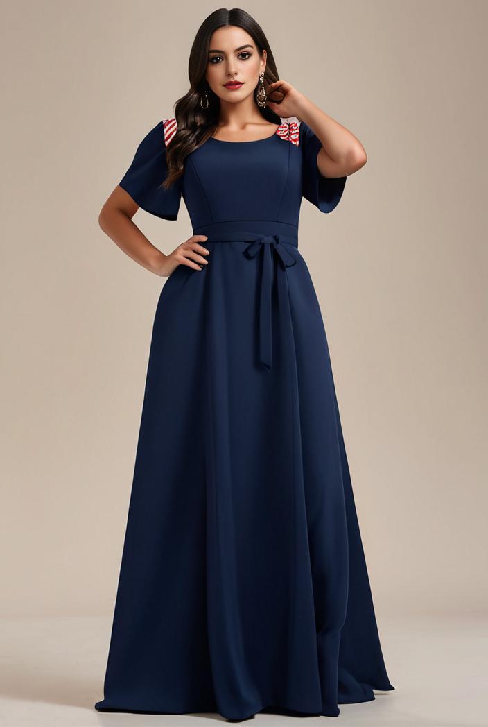 plus size simple chiffon pleated a line round neckline bridesmaid dress 126445