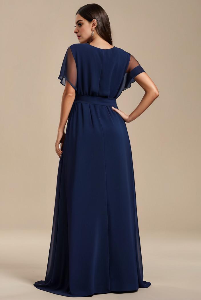 plus size simple chiffon pleated a line round neckline bridesmaid dress 126450