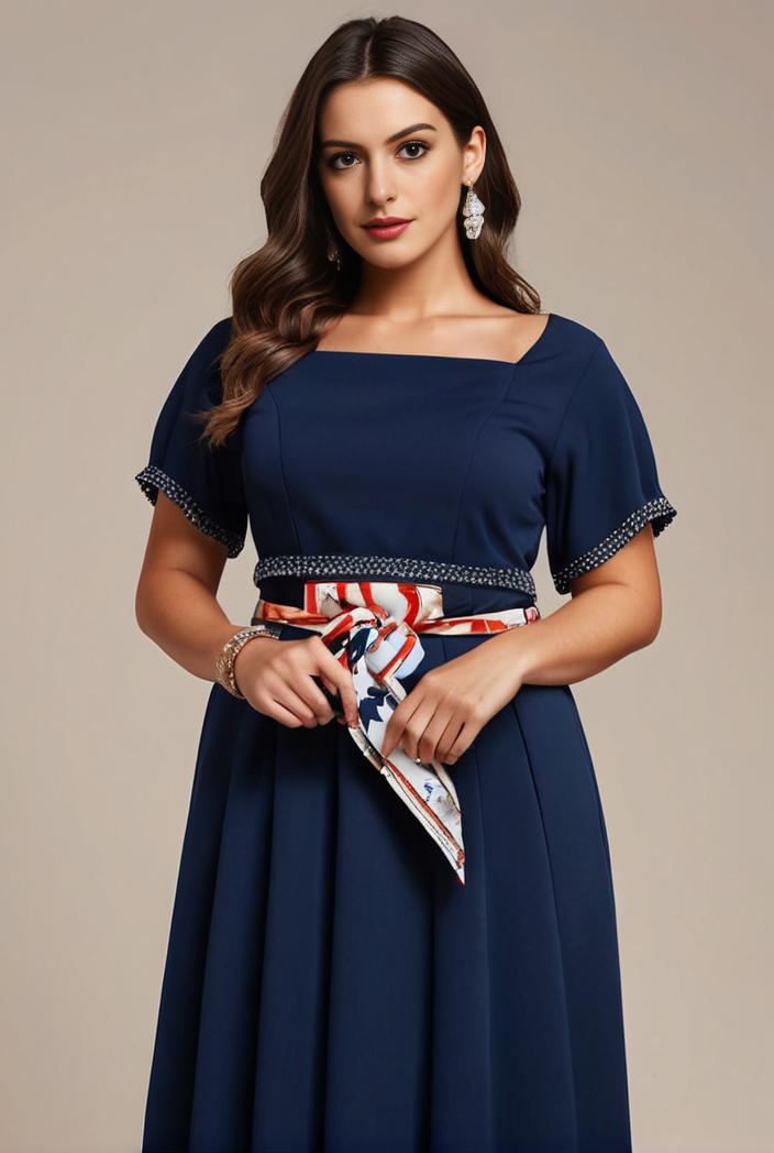 plus size simple chiffon pleated a line round neckline bridesmaid dress 126457