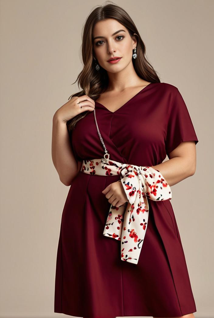 plus size simple chiffon pleated a line round neckline bridesmaid dress 126462