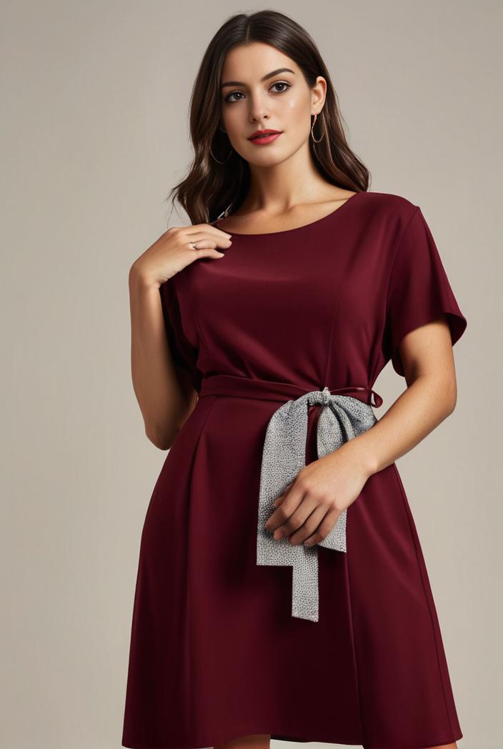 plus size simple chiffon pleated a line round neckline bridesmaid dress 126463