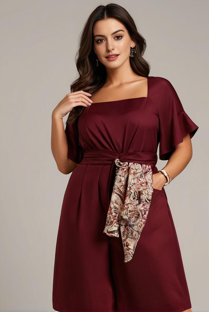 plus size simple chiffon pleated a line round neckline bridesmaid dress 126465