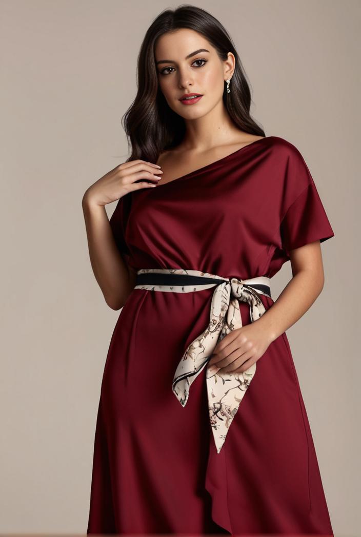 plus size simple chiffon pleated a line round neckline bridesmaid dress 126467