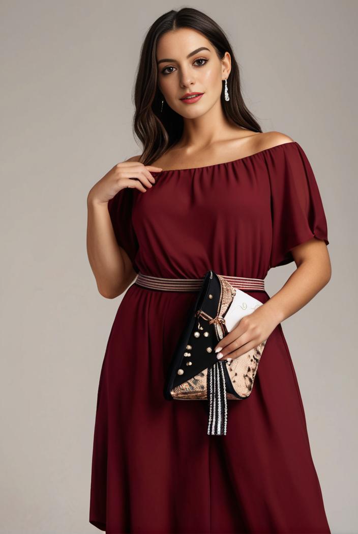 plus size simple chiffon pleated a line round neckline bridesmaid dress 126469