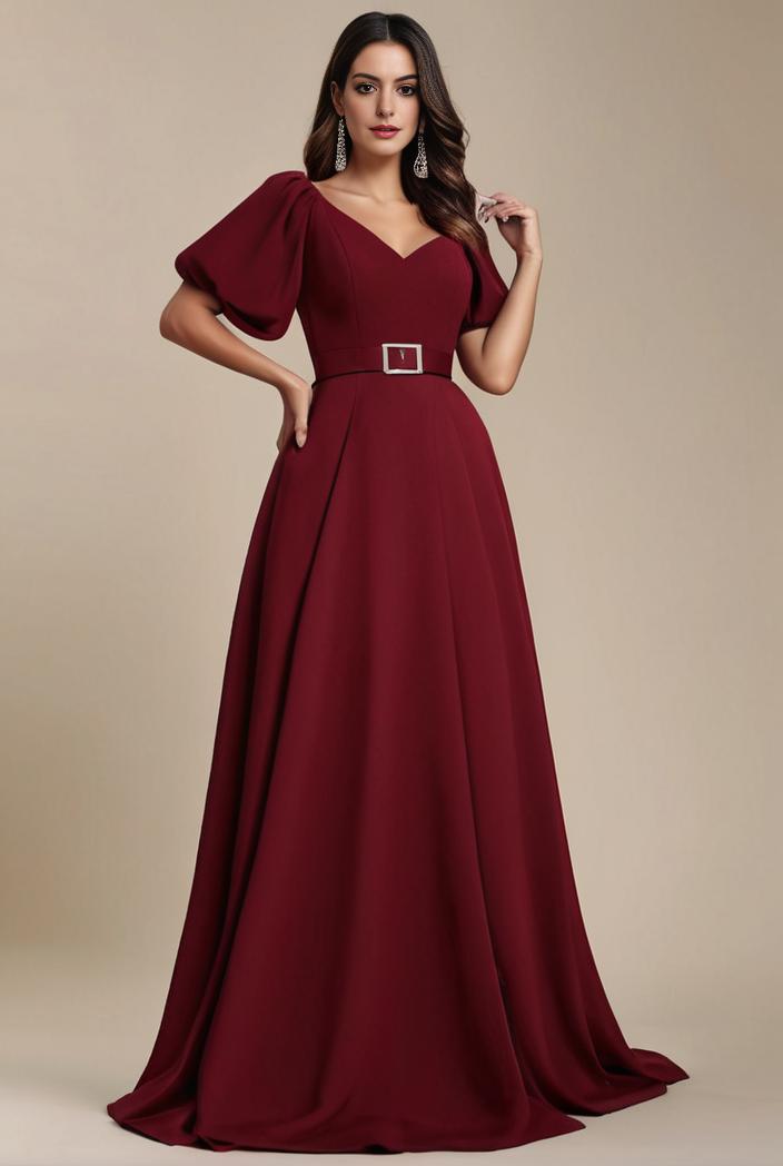plus size simple chiffon pleated a line round neckline bridesmaid dress 126476
