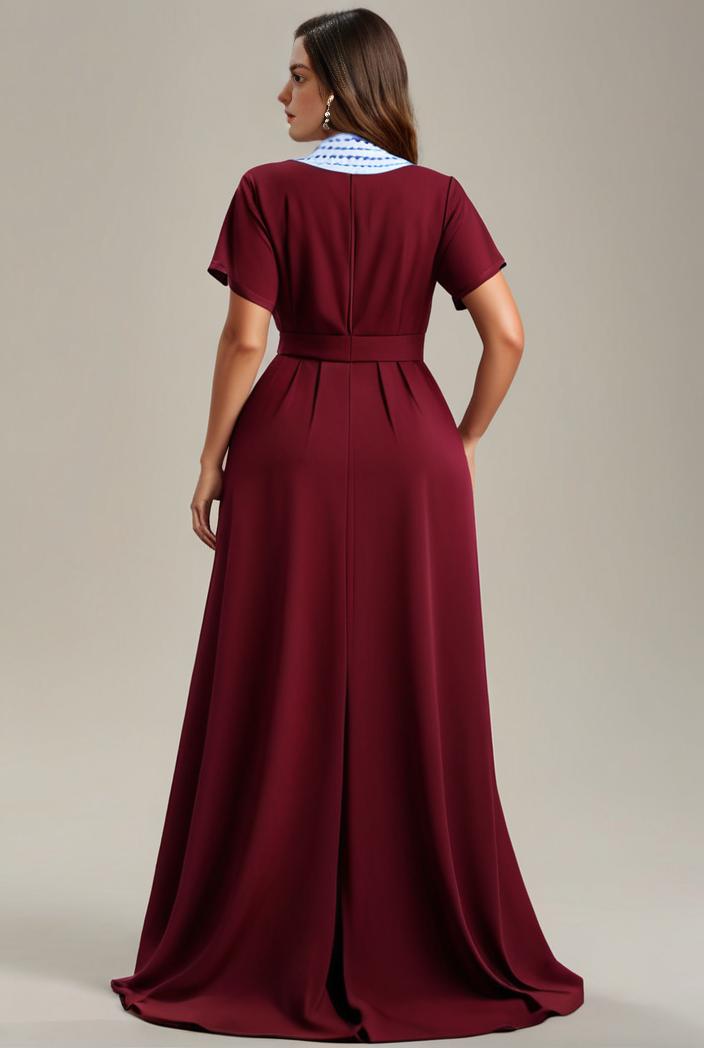 plus size simple chiffon pleated a line round neckline bridesmaid dress 126484