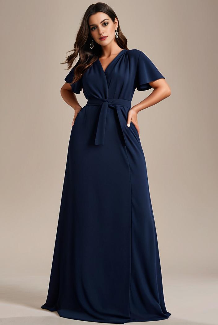 plus size simple chiffon pleated a line round neckline bridesmaid dress 126500