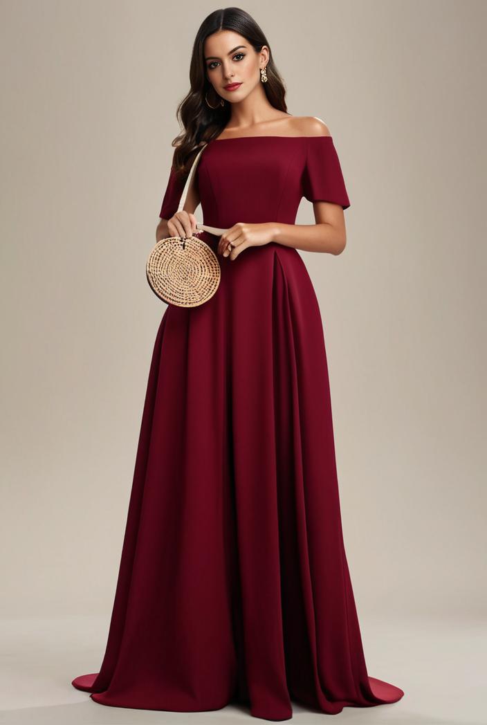 plus size simple chiffon pleated a line round neckline bridesmaid dress 126508