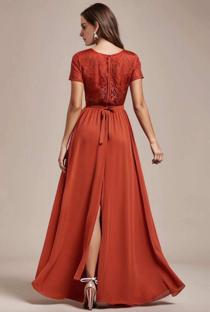 convertible chiffon lace open back spaghetti straps bridesmaid dress 134920