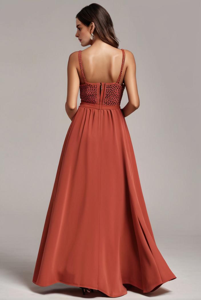 convertible chiffon lace open back spaghetti straps bridesmaid dress 134923