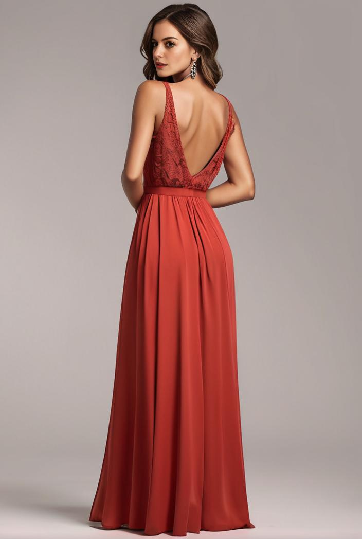 convertible chiffon lace open back spaghetti straps bridesmaid dress 134935